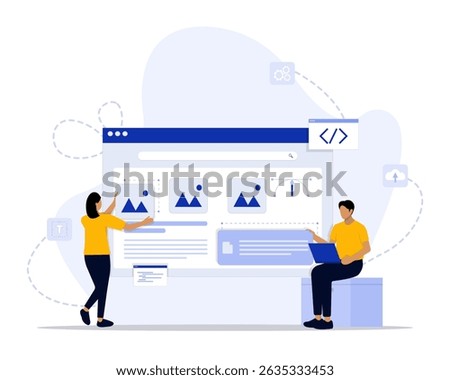 Website creator concept illustration. Suitable for landing page, ui, web, App intro card, editorial, flyer, and banner.