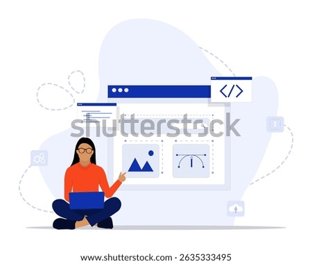 Website creator concept illustration. Suitable for landing page, ui, web, App intro card, editorial, flyer, and banner.