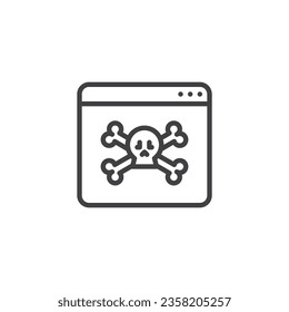 Website cyber attack line icon. linear style sign for mobile concept and web design. Cyber attack outline vector icon. Symbol, logo illustration. Vector graphics