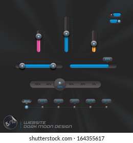 Website Dark Moon Design, Template, Buttons, Sign, Symbol, Emblem for Web Design, User Interface, Mobile Phone