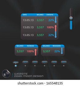 Website Dark Moon Design, Template, Buttons, Sign, Symbol, Emblem for Web Design, User Interface, Mobile Phone