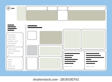 Website dashboard wireframe and UI layout vector.