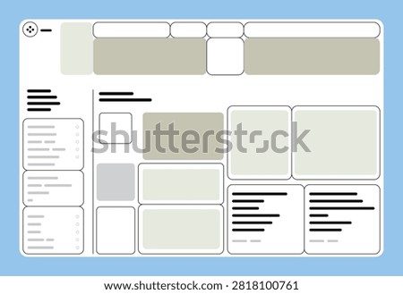 Website dashboard wireframe and UI layout vector.