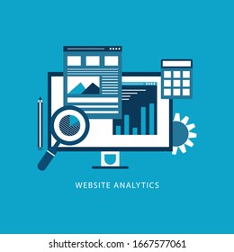 Website data analysis concept flat design