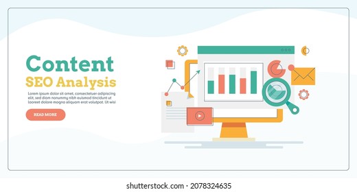 Website data analysis, Marketing report, SEO analytics, Data research, Search strategy, Web traffic - flat outline landing page template