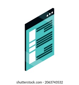 icono isométrico de información de datos del sitio web