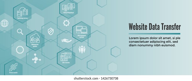 Website Data Transfer Icon Set & Web Header Banner