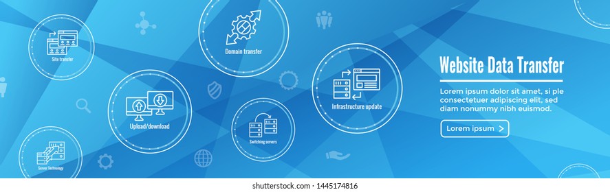 Website Data Transfer Icon Set & Web Header Banner