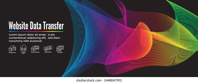 Website Data Transfer Icon Set & Web Header Banner
