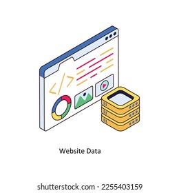 Website Data Vector Isometric Filled Outline icon for your digital or print projects. stock illustration