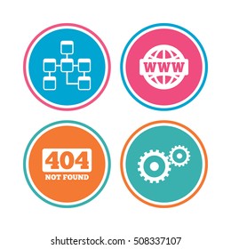 Website database icon. Internet globe and repair.