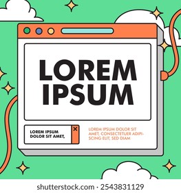 Website design banner concept advertisement in retro style with Cloud and Star in the background  