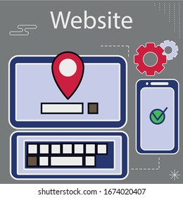 Icono de la web de diseño de banners para negocios y marketing digital. Infografía plana vectorial