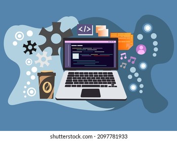 Website design, coding, website creation, along with backgrounds with vector illustration designs, good for various purposes