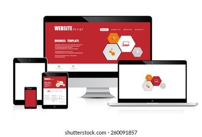 website design concept development devices vector