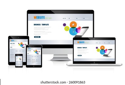 website design concept development devices vector