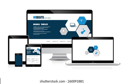 website design concept development devices vector