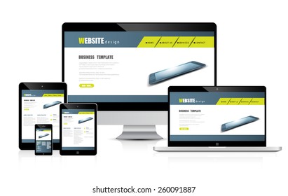 website design concept development devices vector