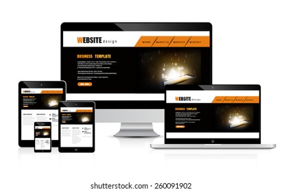 website design concept development devices vector