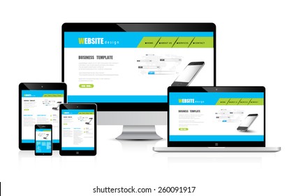 website design concept development devices vector