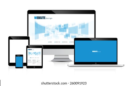 website design concept development devices vector