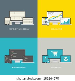 Website design concepts in modern awesome flat styles