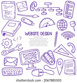 website design doodle hand drawn with outline style on paper books line