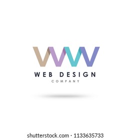 Website Design Firm logo, Web developing, Web hosting, WWW , World Wide Web, W shape , UI UX Logotype Design