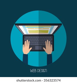 Website design and hosting, vector illustration graphic