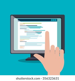 Website design and hosting, vector illustration graphic