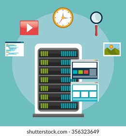 Website design and hosting, vector illustration graphic