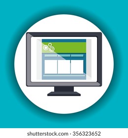 Website design and hosting, vector illustration graphic