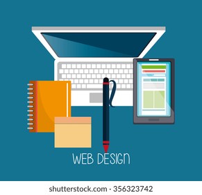 Website design and hosting, vector illustration graphic