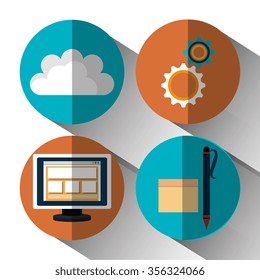 Website design and hosting, vector illustration graphic