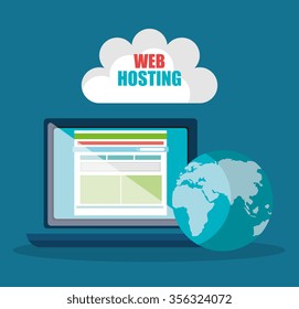 Website design and hosting, vector illustration graphic