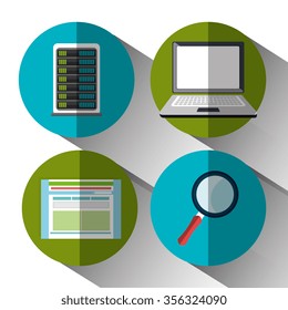 Website design and hosting, vector illustration graphic