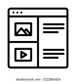 Icono de diseño de sitio web. Concepto de marketing digital. Estilo de esquema. Vector. Aislar sobre fondo blanco.