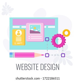 Website design icon. Creative design. Company engaging site, webpage or landing page on internet. Flat vector illustration.