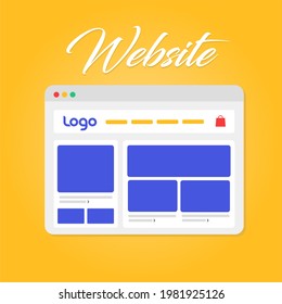 Website Design Icon. E-commerce Website Icon Vector. Website Layout Icon. Website Builder Illustration. Mobile Friendly  Layout Icon. Professional Web Design Illustration. 