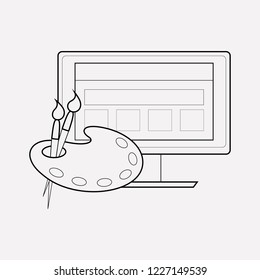 Website design icon line element. Vector illustration of website design icon line isolated on clean background for your web mobile app logo design.