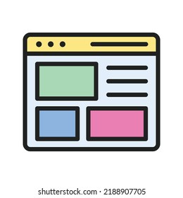 Website Design icon vector image. Can also be used for Search Engine Optimization. Suitable for mobile apps, web apps and print media.