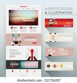 Website Design and Illustration Vector Design 