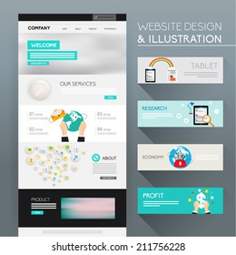 Website Design and Illustration Vector Design 