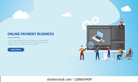 website design landing page ui for 3d modeling object development software team working together on the big screen monitor with modern style - vector illustration