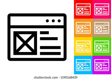 Website Design. Line Icon With Different Color Background.
