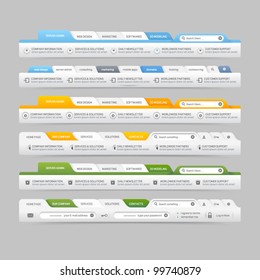 Website design menu navigation elements with icons set: Navigation menu bars