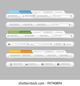 Website design menu navigation elements with icons set: Navigation menu bars