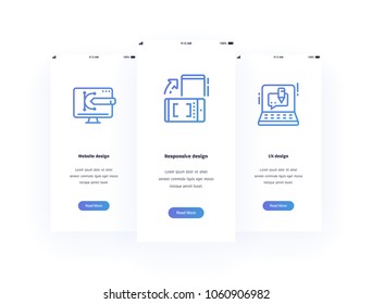 Website design, Responsive, UX Vertical Cards with strong metaphors. Template for website design.