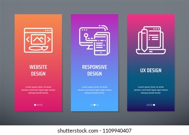 Website design, Responsive, UX Vertical Cards with strong metaphors. Template for website.