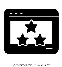 Website design with star rating solid icon, web design concept, web development vector sign on white background, glyph style icon for mobile concept and web design. Vector graphics